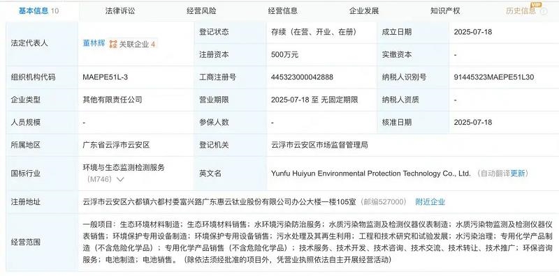 惠云鈦業(yè)等成立環(huán)?？萍夹鹿? /></div>
<div style=