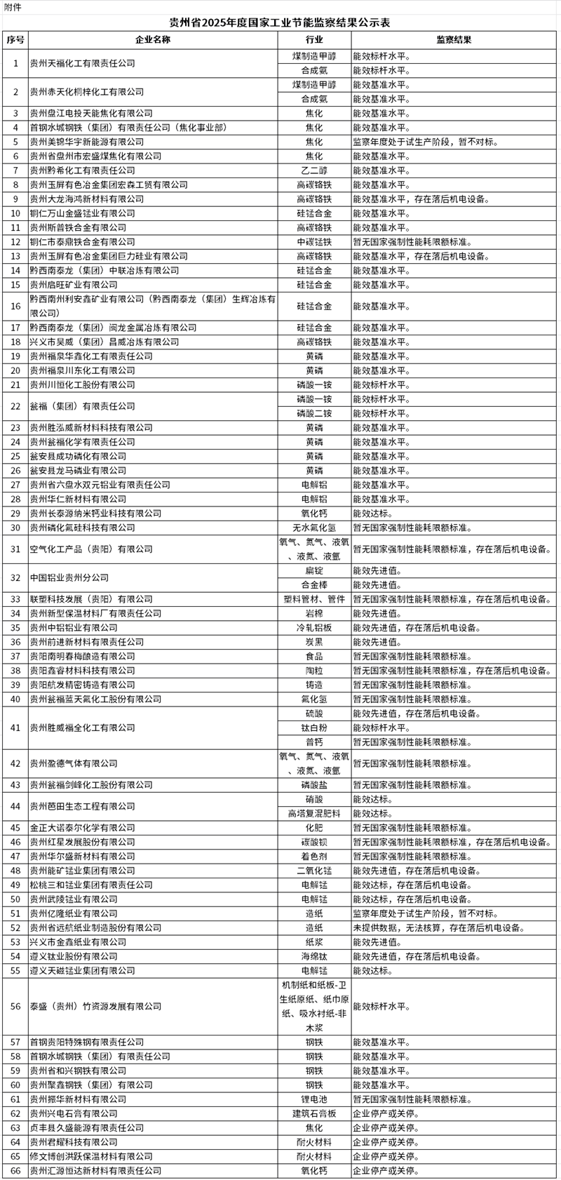 貴州省2025年度國(guó)家工業(yè)節(jié)能監(jiān)察結(jié)果公示